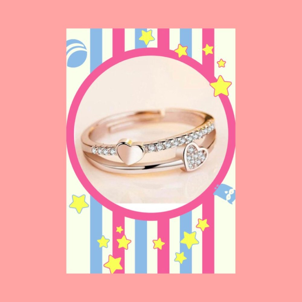 Brand New Concise Double Heart Ring